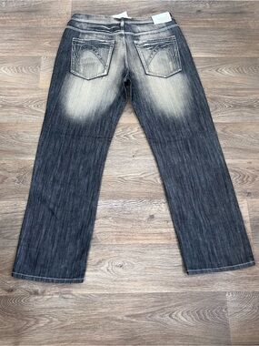 Vintage Y2K Men's Washed Black Straight-Leg Jeans/A426